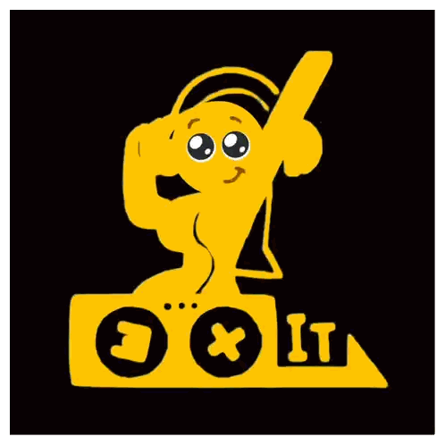Yellow Cartoon Character Wearing Headphones Sticker