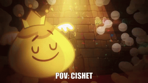 Yellow Cartoon Character With Crown And Words Pov Cishet GIF
