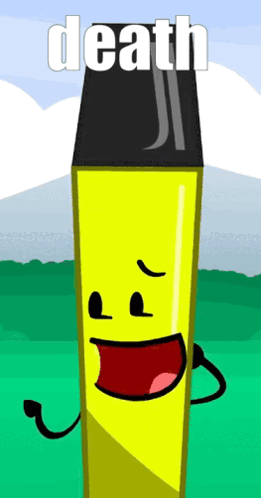 Yellow Cartoon Character With Death Written On It GIF