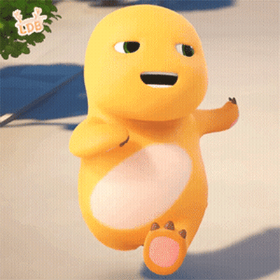 Yellow Cartoon Character With Green Eyes GIF