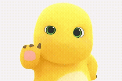 Yellow Cartoon Character With Green Eyes Waving GIF