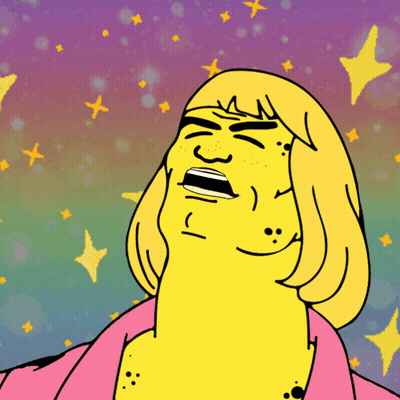 Yellow Cartoon Character With Pink Shirt GIF