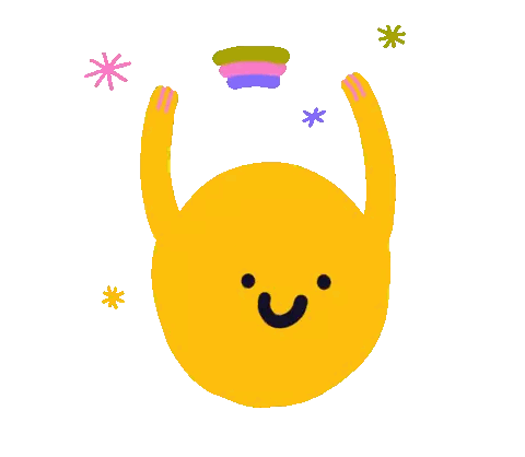 Yellow Cartoon Character With Rainbow Sticker