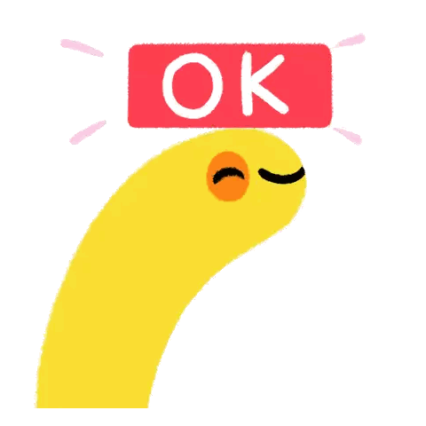 Yellow Cartoon Character With Red OK Sign Sticker