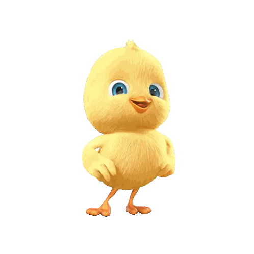 Yellow Cartoon Chicken Standing Sticker