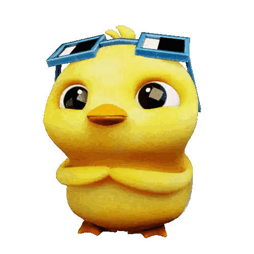 Yellow Cartoon Chicken Wearing Blue Goggles Sticker