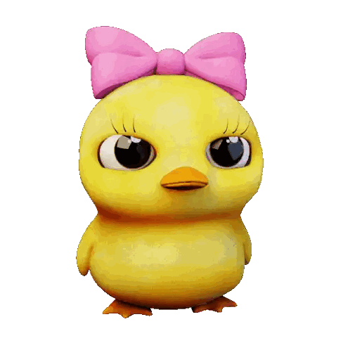 Yellow Cartoon Chicken With Pink Bow Sticker