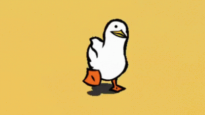 Yellow Cartoon Duck Walking GIF