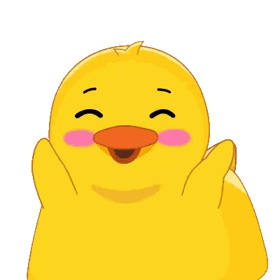 Pato caricatura amarillo con mejilla rosa y cara sonriente Sticker