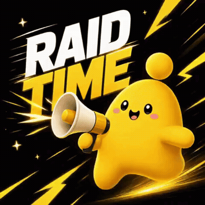 Yellow Cartoon Holding Megaphone Raid Time