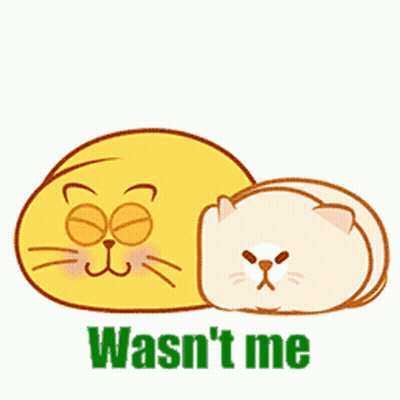 Yellow Cat And White Cat Laying With Wasnt Me GIF