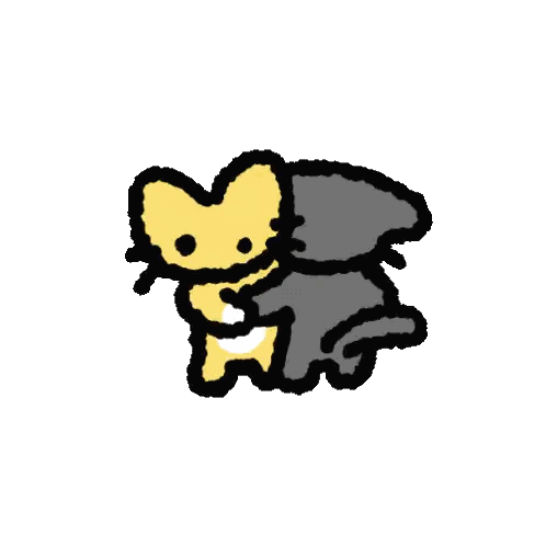 Yellow Cat Holding Gray Cat Sticker