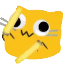 Yellow Cat Holding Stick Sticker