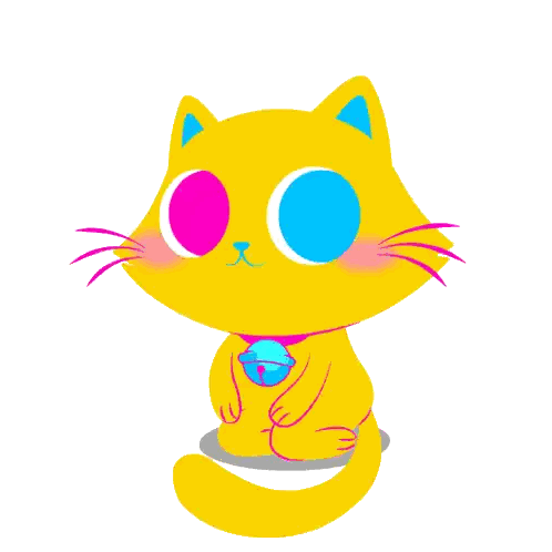 Yellow Cat With Blue Ear And Pink Nose Says Thank You Sticker