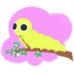 Yellow Caterpillar Eating Leaves