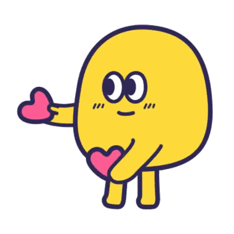 Yellow Character Holding Pink Heart Sticker