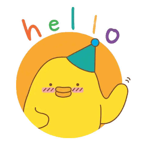 Yellow Character With Party Hat Saying Hello Sticker