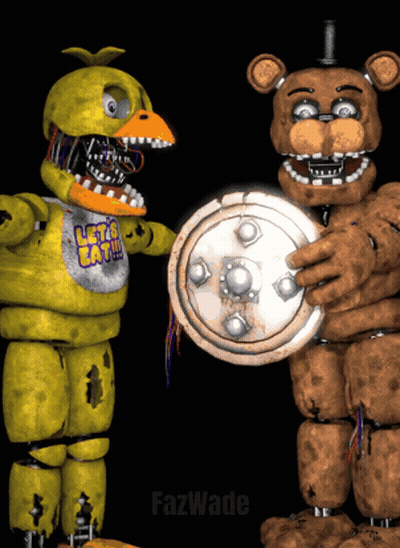 Yellow Chicken Saying Let's Eat Next To Brown Bear GIF