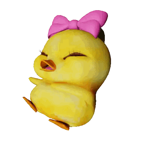 Yellow Chicken Stuffed Toy With Pink Bow Sticker