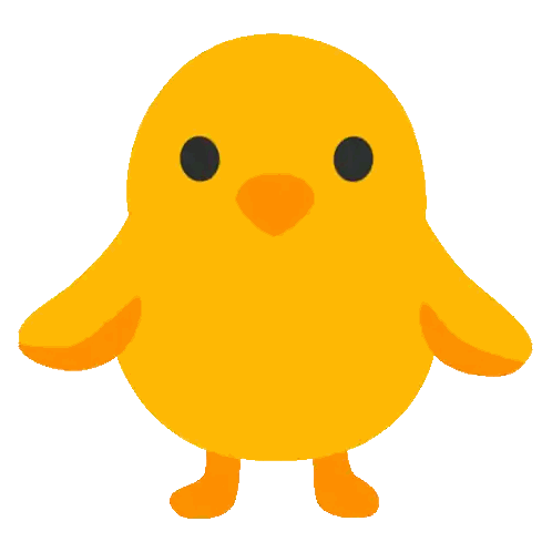 Yellow Chicken With Black Eyes And Orange Feet Sticker