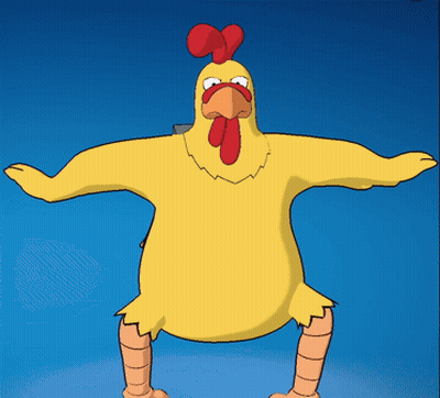 Yellow Chicken With Red Crest Arms Outstretched GIF