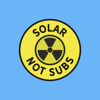 Yellow Circle Saying Solar Not Subs On Blue Background GIF