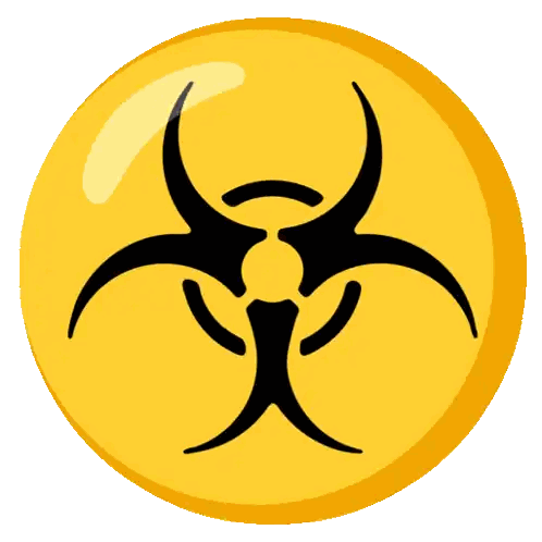 Yellow Circle With Biohazard Symbol Sticker