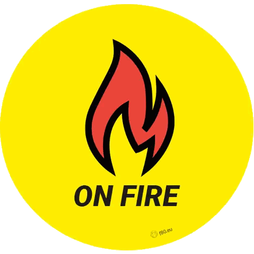Yellow Circle With Red Flame On Fire Sticker