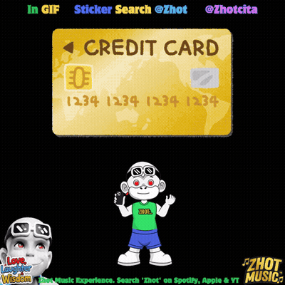 Yellow Credit Card With Monkey Holding Cell Phone GIF