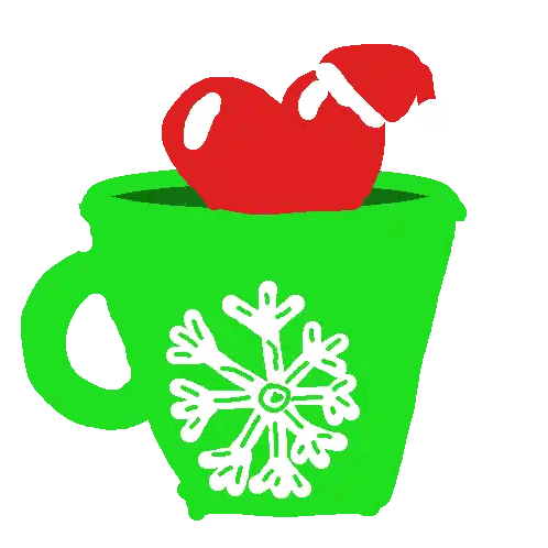 Yellow Cup With Snowman And Heart Sticker