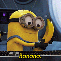 Yellow Cute Minion Holding Spinning Banana GIF