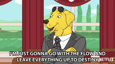 Yellow Dog In Suit And Tie Saying I'm Just Gonna Go With The Flow GIF