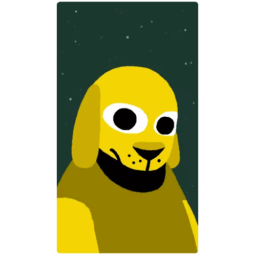 Yellow Dog With Big Eyes And Black Collar Sticker