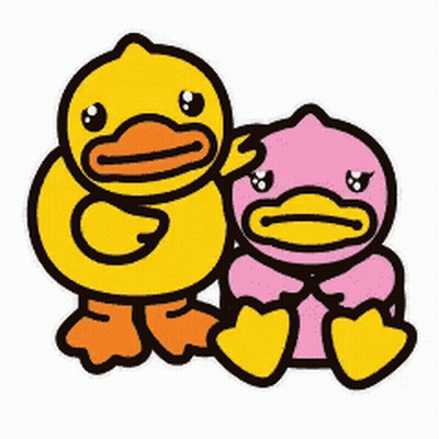 Yellow Duck And Pink Duck Sitting Together GIF