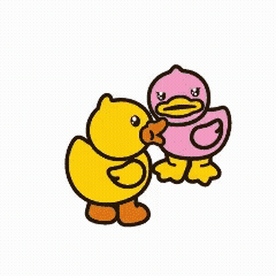 Yellow Duck And Pink Duck Together GIF