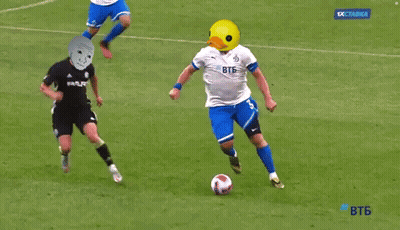 Yellow Duck Head Soccer Player Kicking Ball GIF
