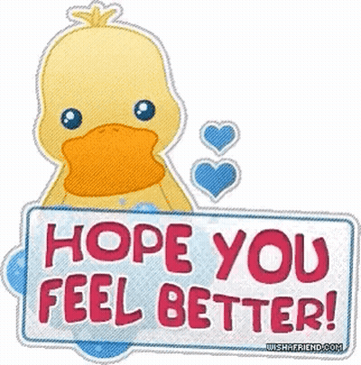 Yellow Duck Holding Hope You Feel Better Sign GIF