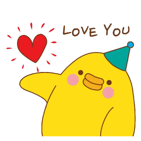 Yellow Duck Holding Red Heart Says Love You Sticker