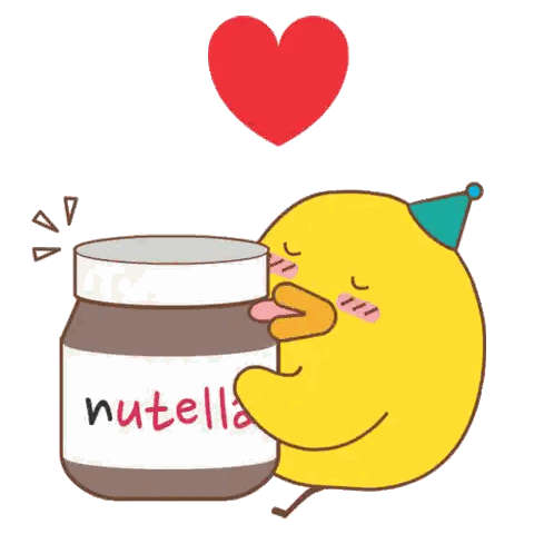 Yellow Duck Kissing Nutella Jar Sticker