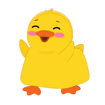 Yellow Duck Smiling And Waving Sticker