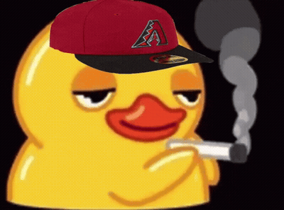 Yellow Duck Smoking Cigarette With Red Hat A GIF