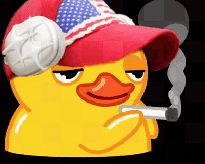 Yellow Duck Smoking With Red Hat And Headphones GIF