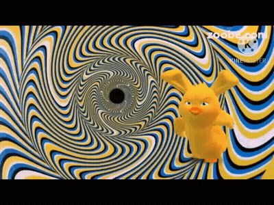 Yellow Duck Standing In Spiral GIF