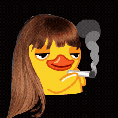 Yellow Duck With Long Hair Smoking GIF