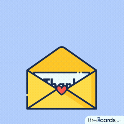 Yellow Envelope With Thank You Card GIF