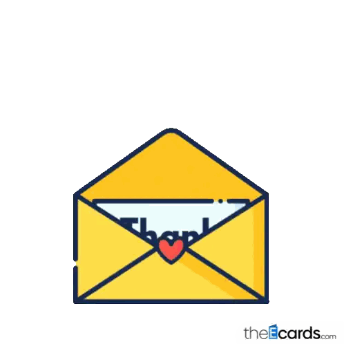 Yellow Envelope With Thank You Card Sticker