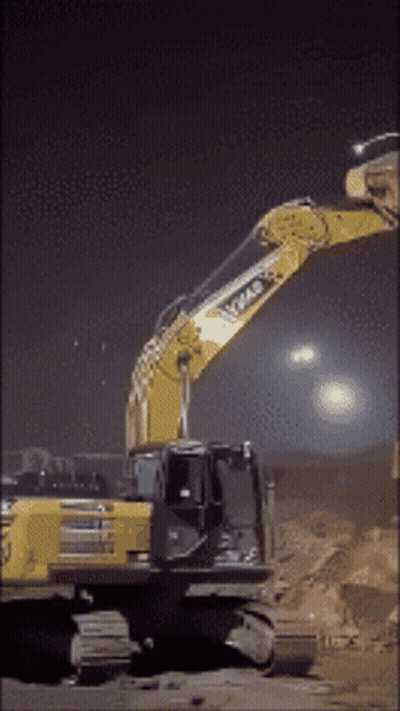 Yellow Excavator Saying Volvo GIF