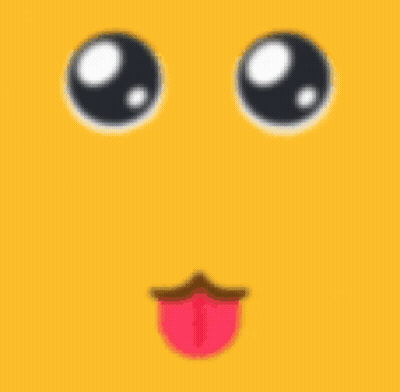 Yellow Face With Black Eyes And Red Tongue Out GIF