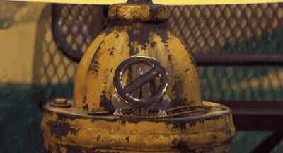 Yellow Fire Hydrant Lamp With No Entry Sign GIF