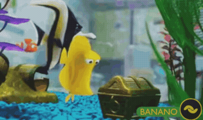 Yellow Fish Looking At Treasure Chest With Bananano GIF
